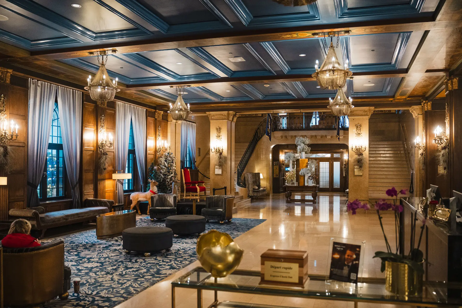 Accessible hotel entrance with grand architecture