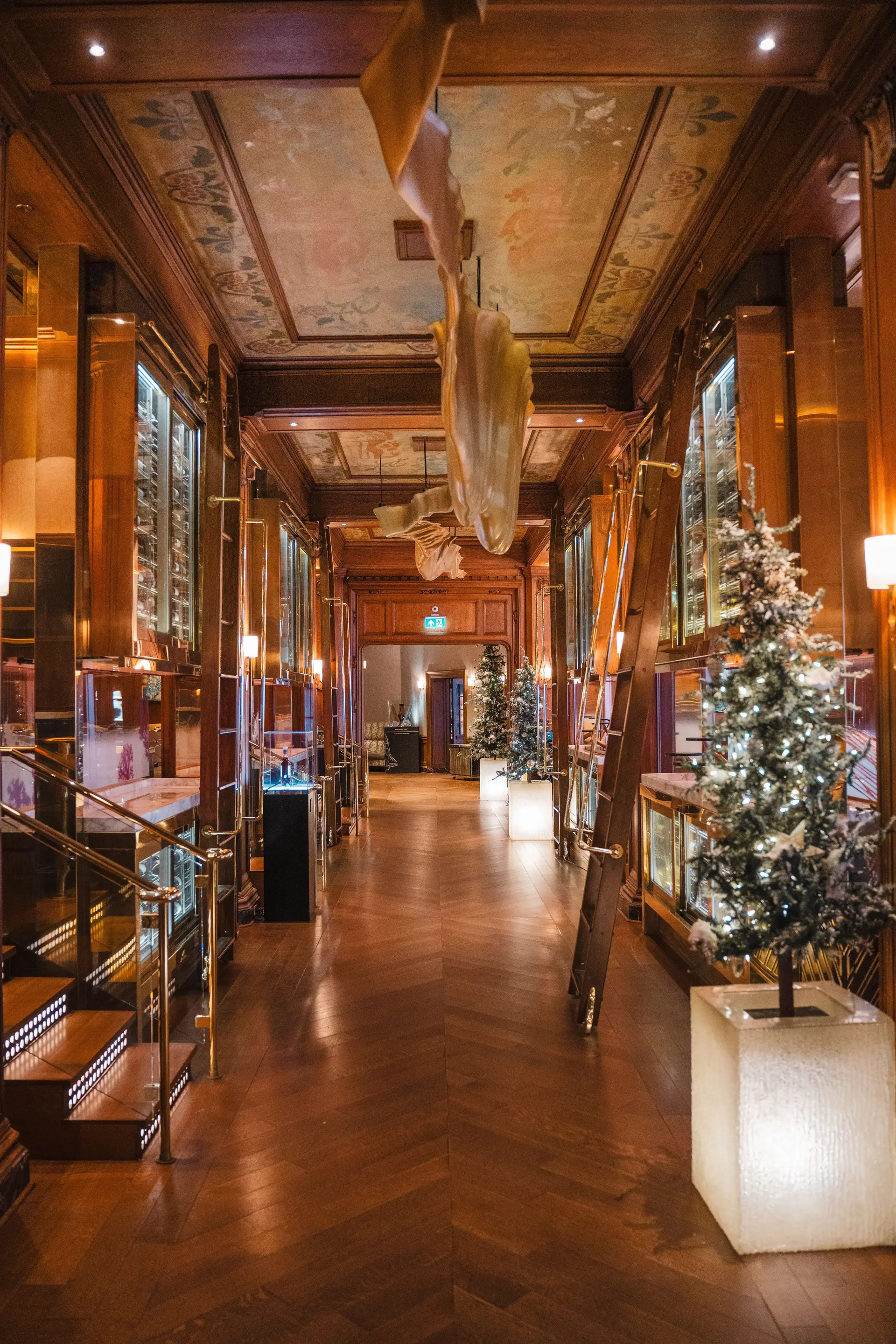 Luxury hotel hallway with holiday decor